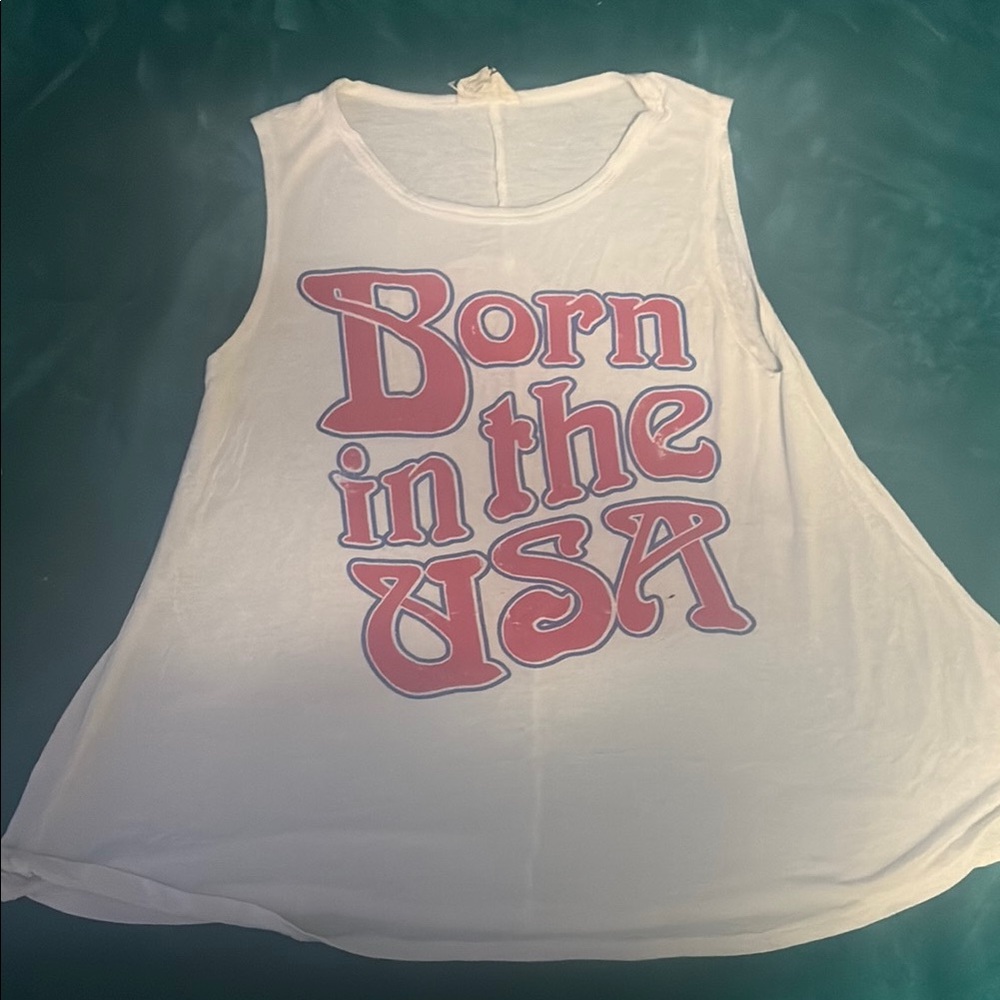 PPLA White Muscle Tee with Retro Pink Graphic